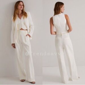 Anthropologie Favorite Daughter The Favorite Wide Leg Pants Ivory 8P Tailored